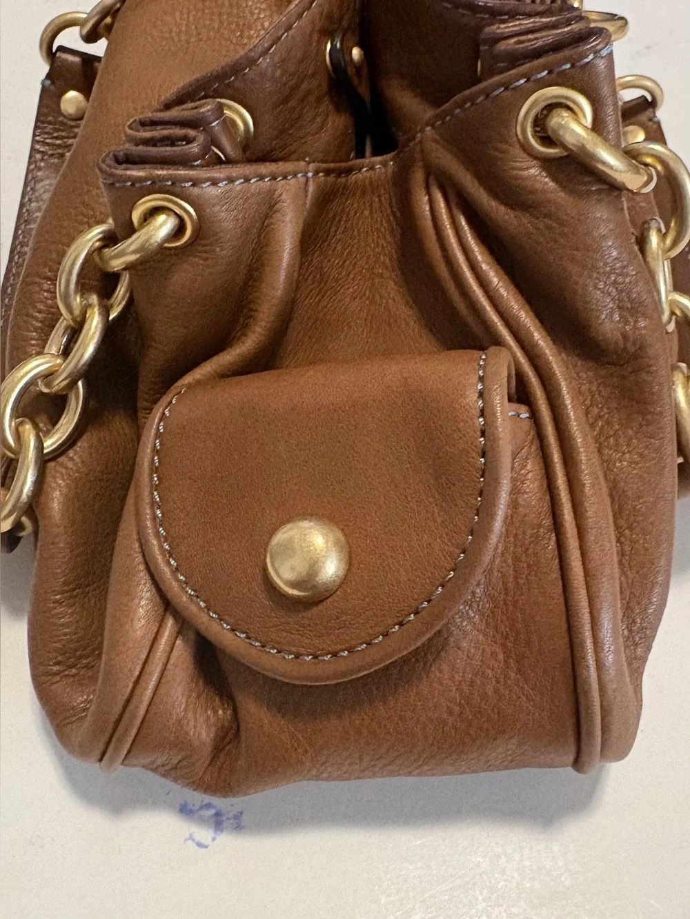 Vintage Juicy Couture Brown Leather Hobo Shoulder Bag- Complete Set